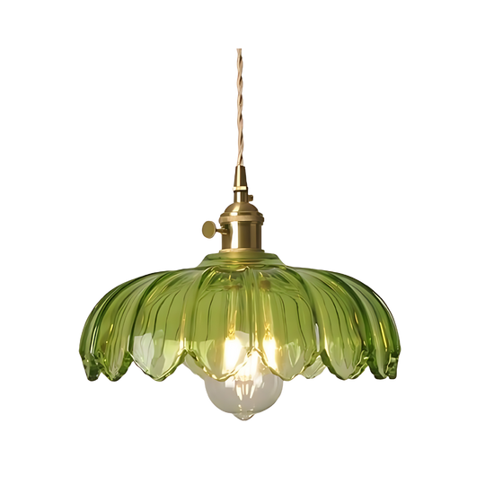 Emerald Lotus Retro Glass Ceiling Light