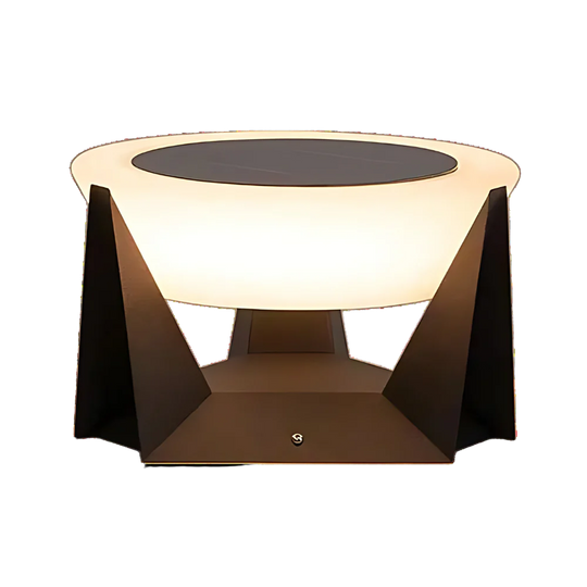 Illuminated Landing solar outdoor table lamp, black angular base, product view