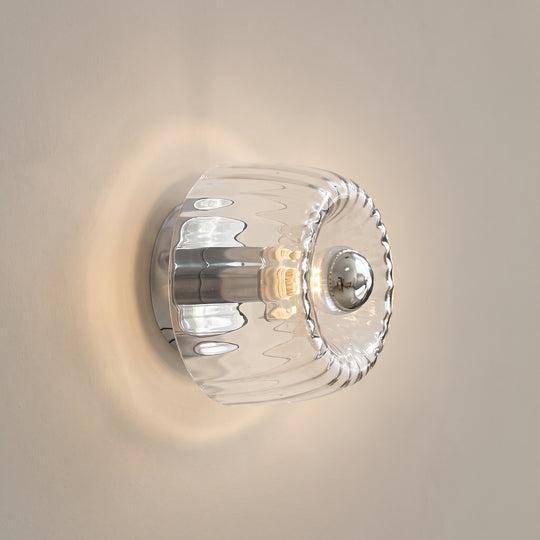 Clara Rays ribbed glass ceiling light, silver fitting, studio shot on a neutral backdrop