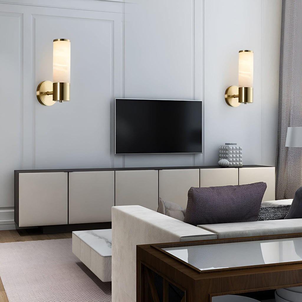 The Callum Marble and Cast Iron Modern Wall Sconce