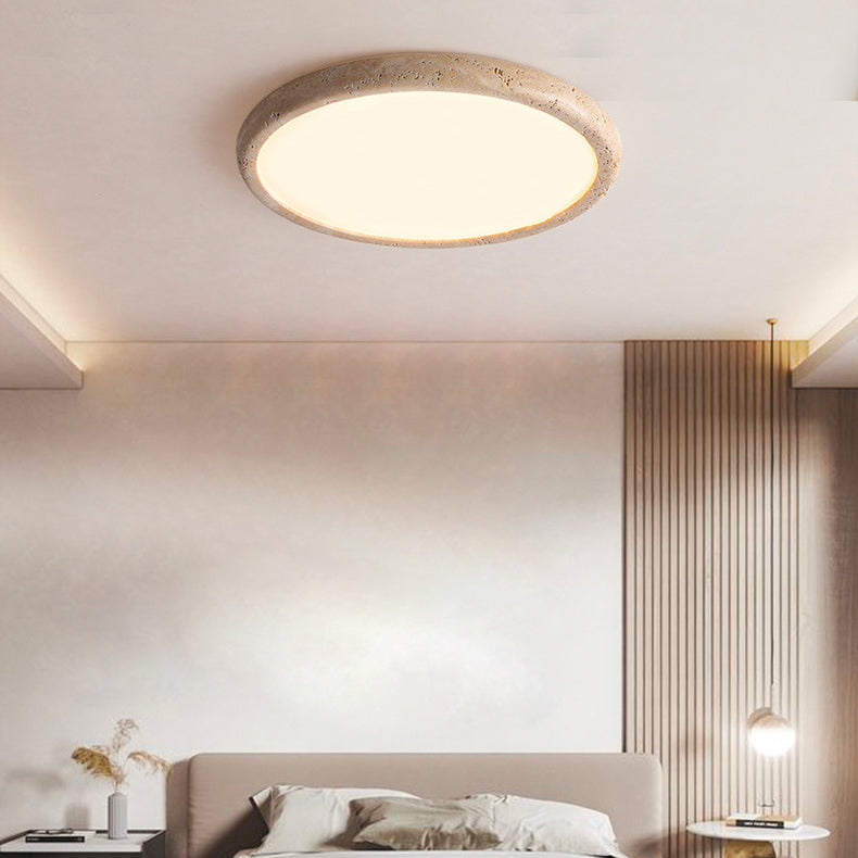 Travertine Japanese Style Round Ceiling Light