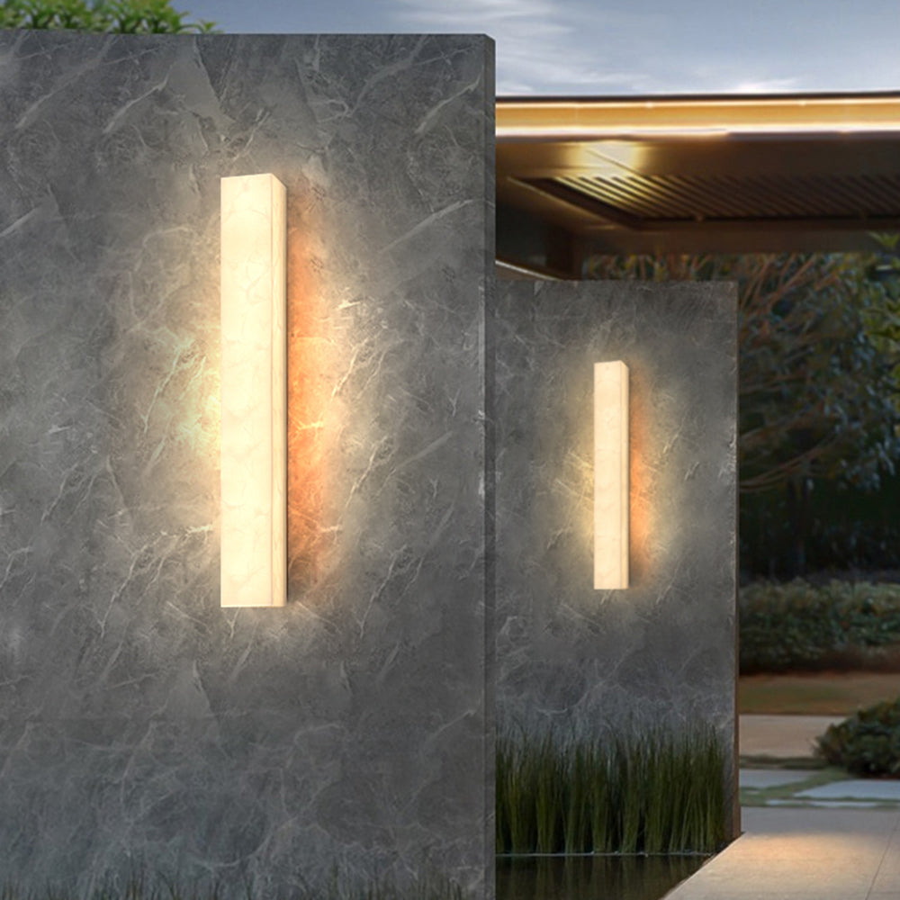 Edge Modern Rectangular Alabaster Outdoor Wall Light
