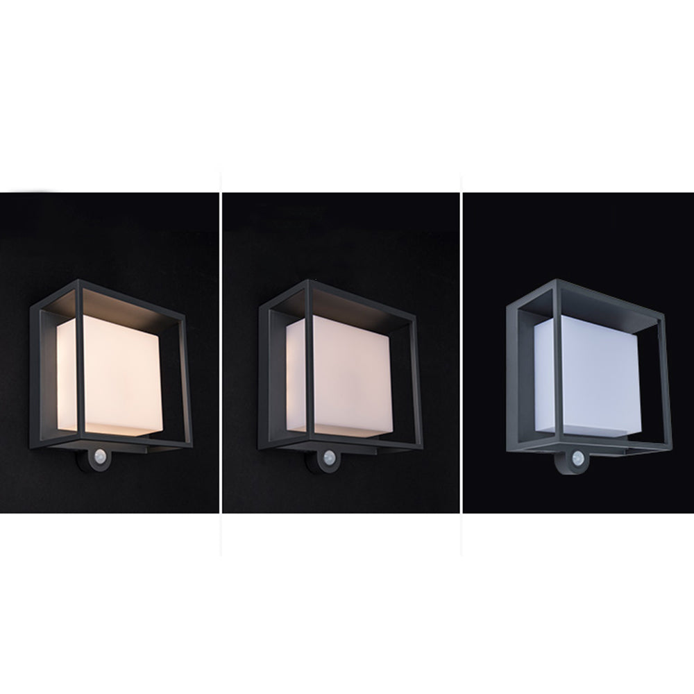 Modern Rectangular Acrylic Sensor Solar Powered IP65 Waterproof Outdoor Wall Light