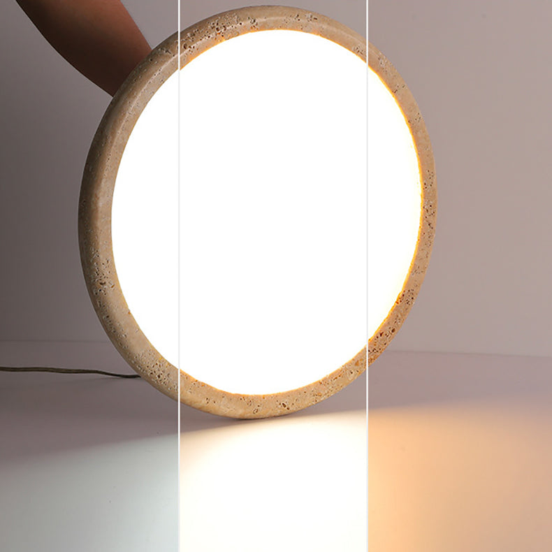 Travertine Japanese Style Round Ceiling Light