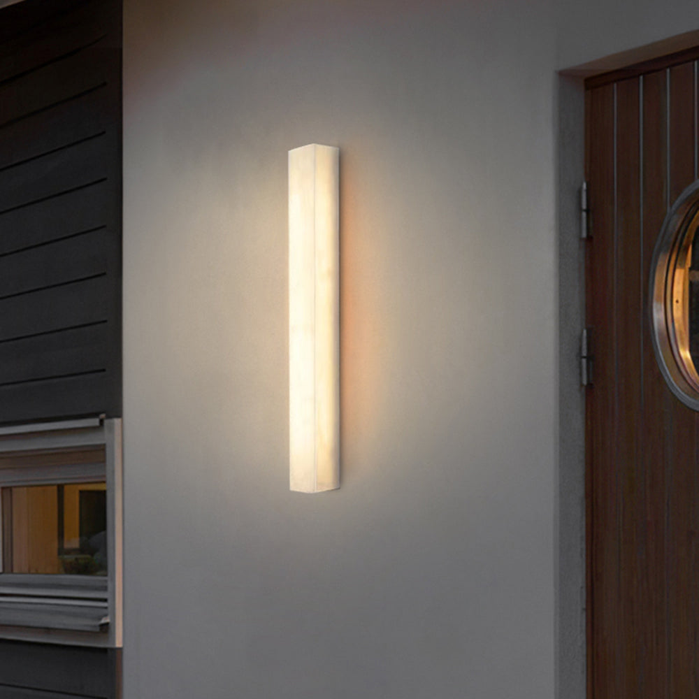 Edge Modern Rectangular Alabaster Outdoor Wall Light