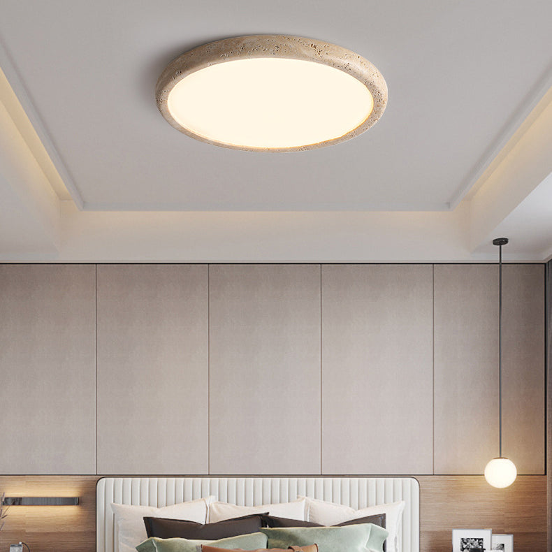 Travertine Japanese Style Round Ceiling Light