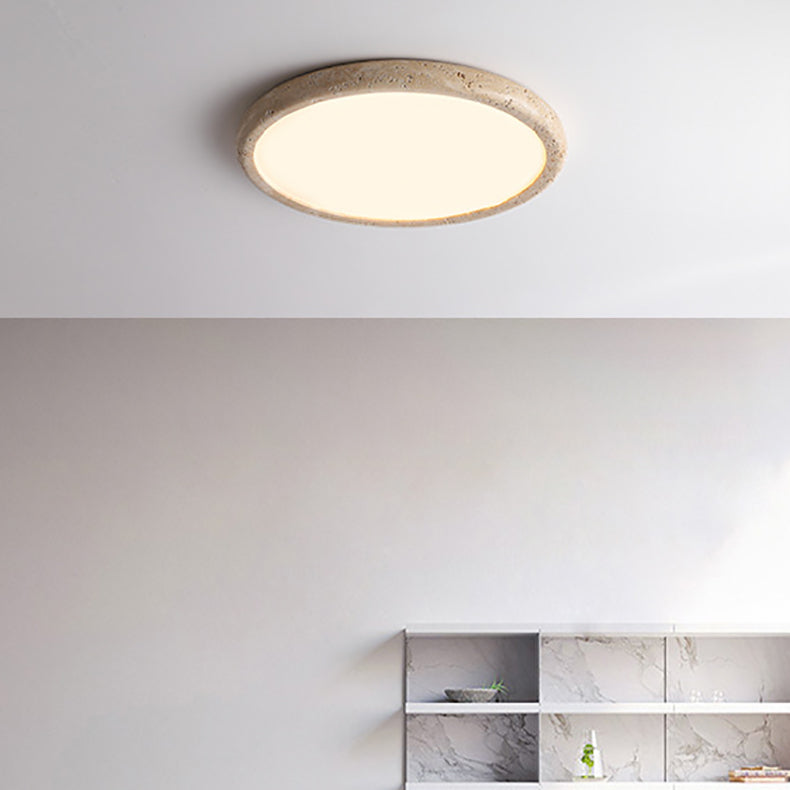 Travertine Japanese Style Round Ceiling Light
