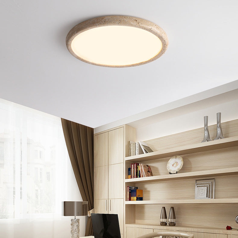 Travertine Japanese Style Round Ceiling Light