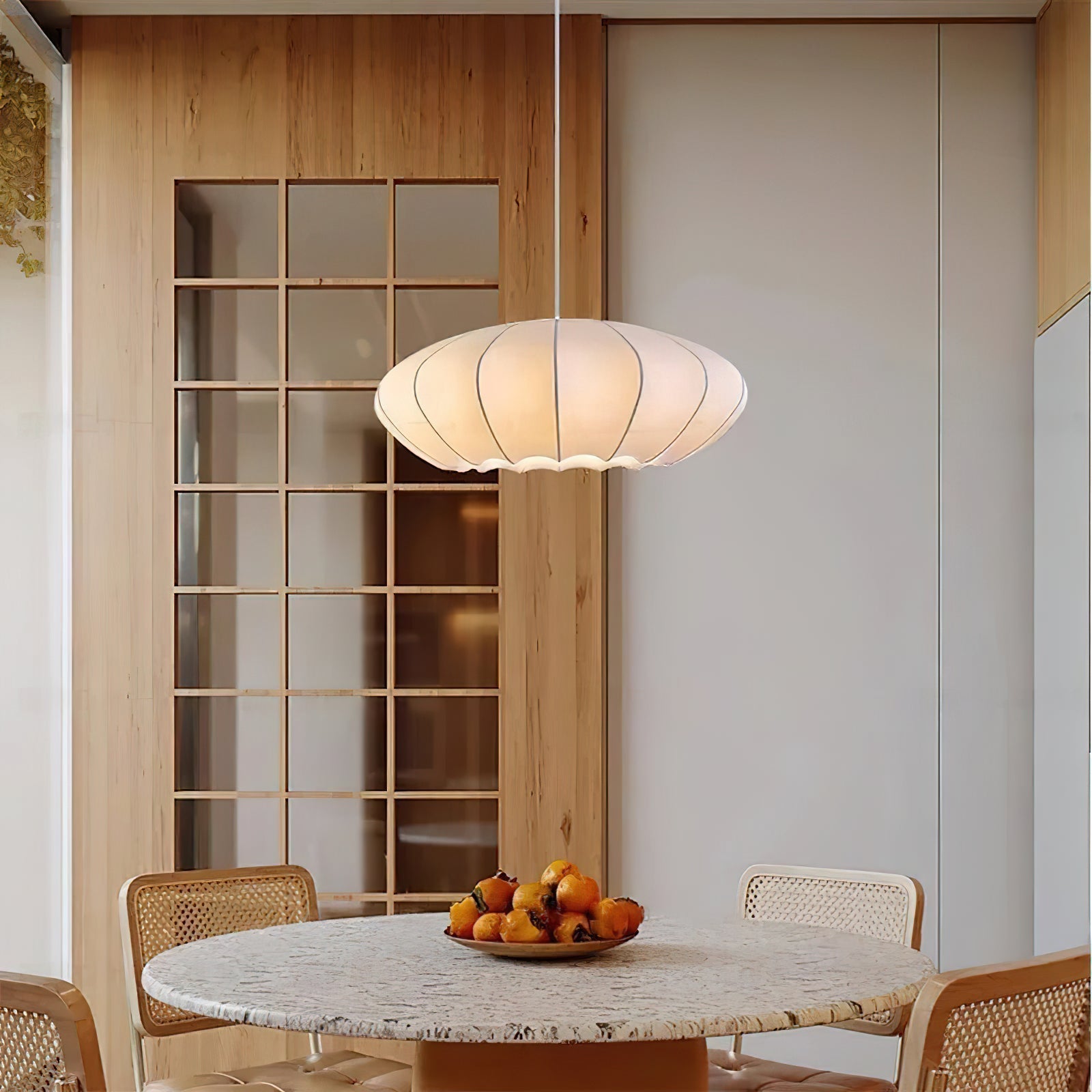 Makoto Silk Lantern Minimalist Japandi Pendant Light