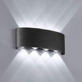 Modern up and down outdoor wall light, black steady version, cold white beams