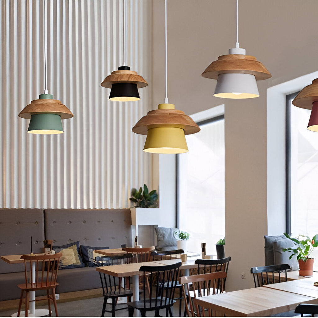 Macaroon Nordic Wood Color Pendant Light