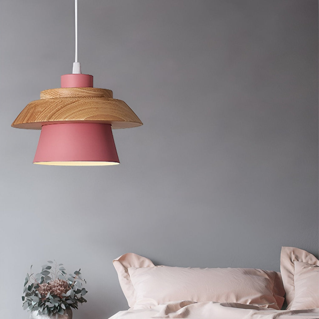 Macaroon Nordic Wood Color Pendant Light