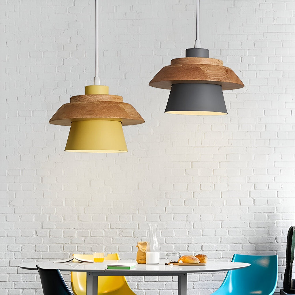 Macaroon Nordic Wood Color Pendant Light