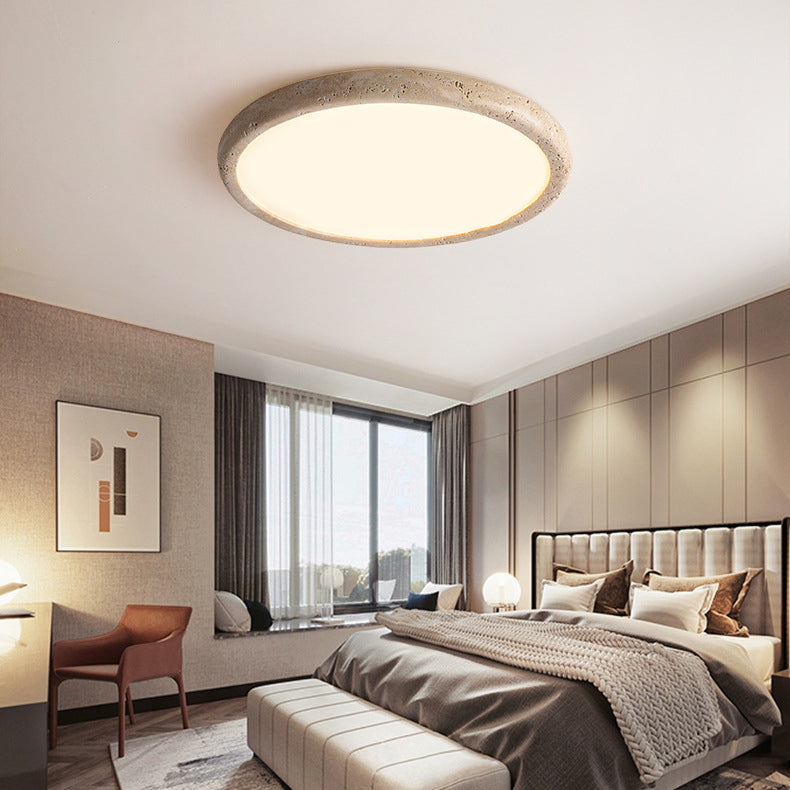 Travertine Japanese Style Round Ceiling Light