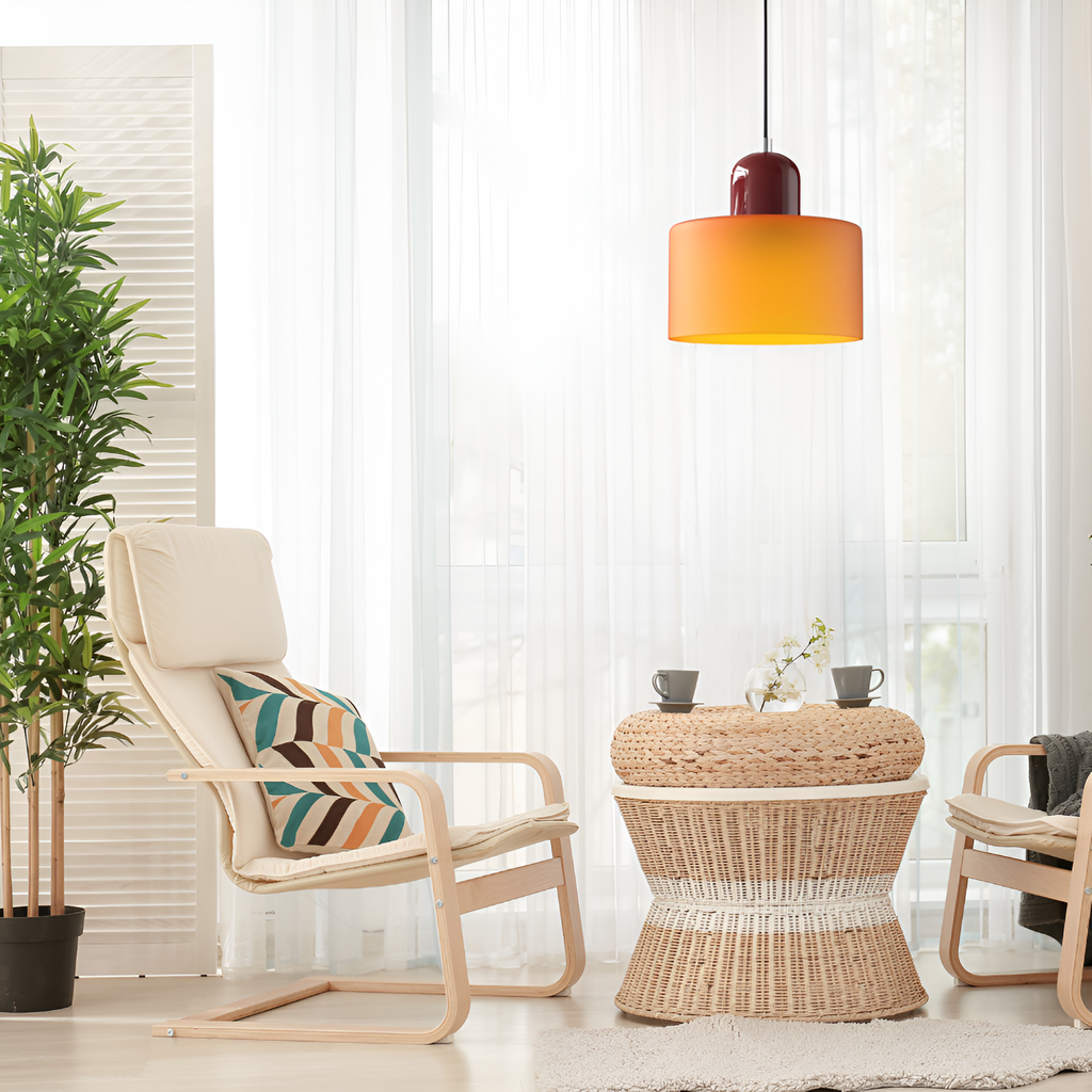 Nordic Iron Body Two-Tone Glass Pendant Light