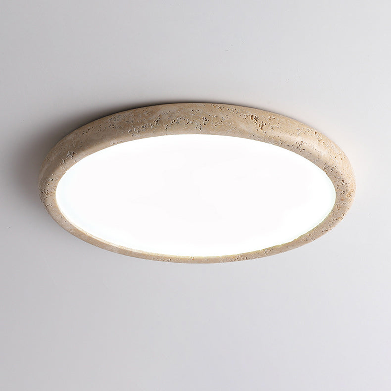 Travertine Japanese Style Round Ceiling Light