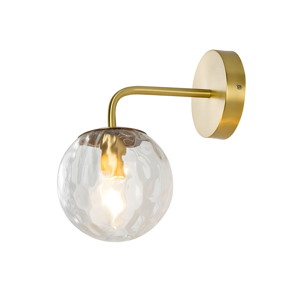 Modern Retro Rippled Glass Sphere Wall Light