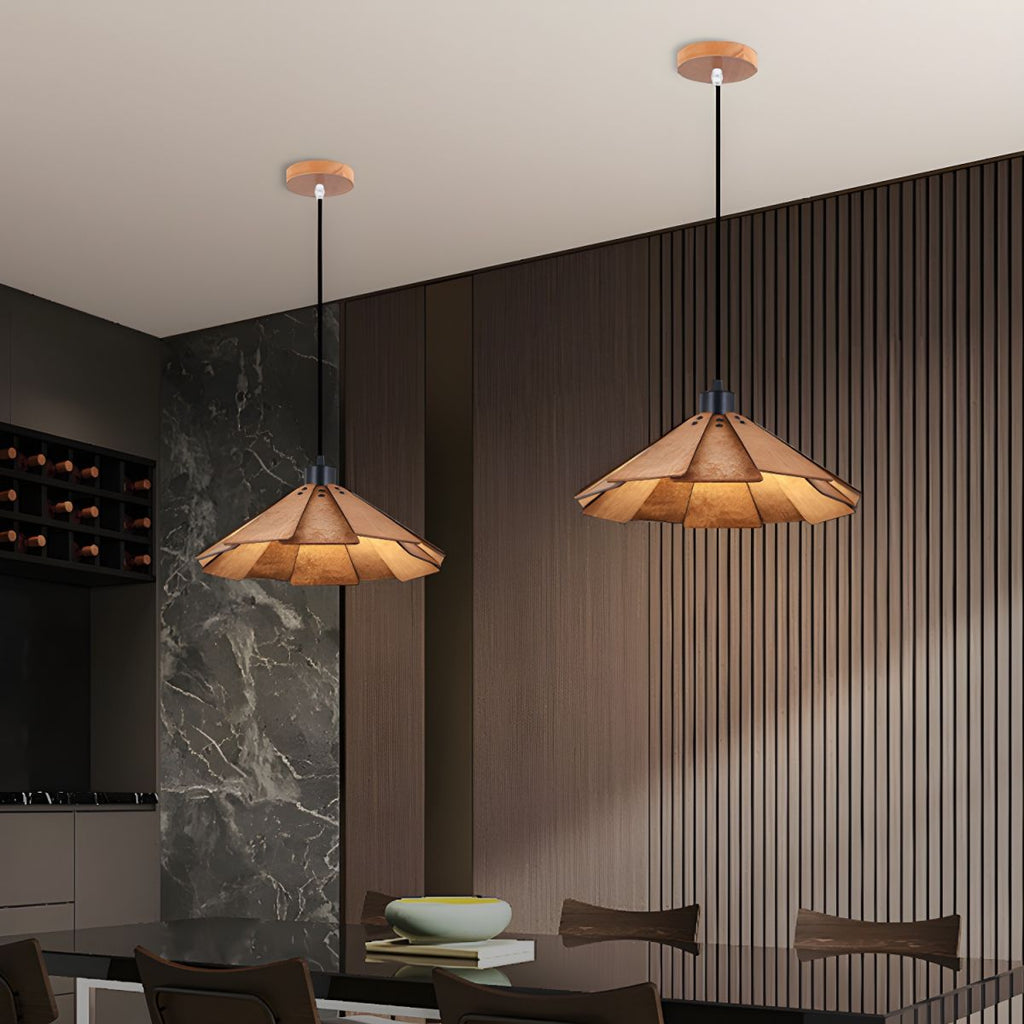 Sora Cone Wabi-Sabi Wood Pendant Light