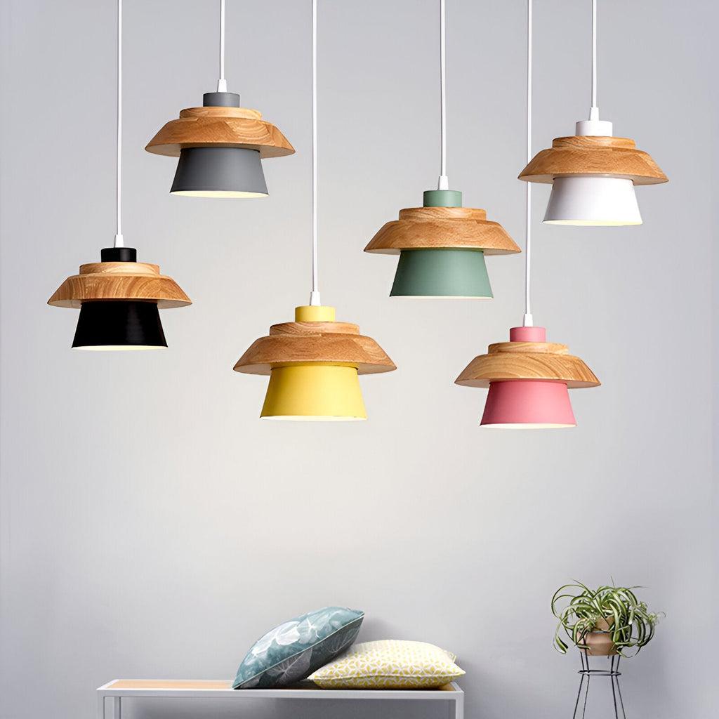 Macaroon Nordic Wood Color Pendant Light