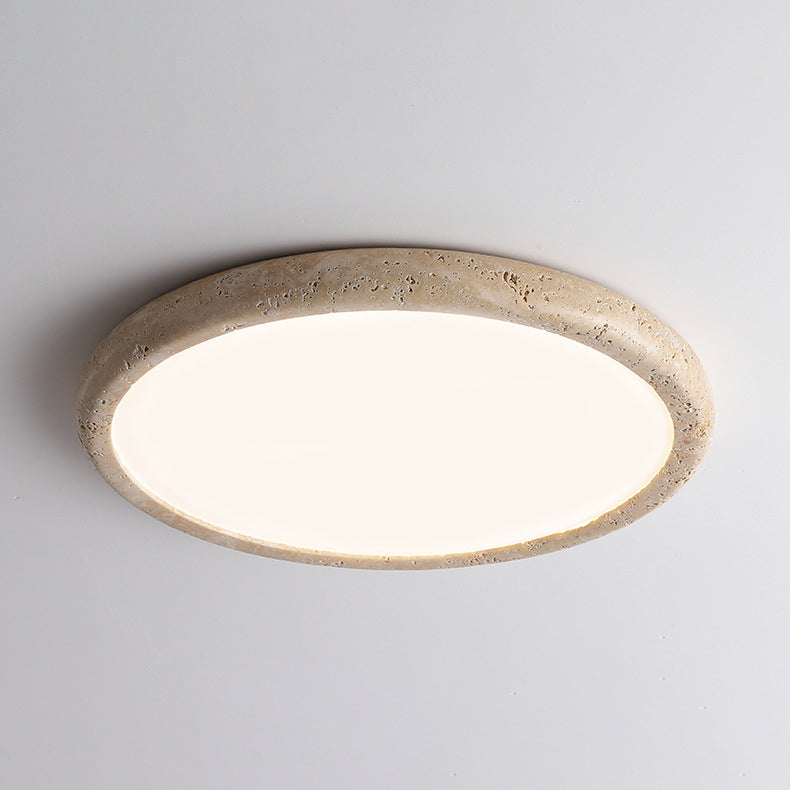 Travertine Japanese Style Round Ceiling Light