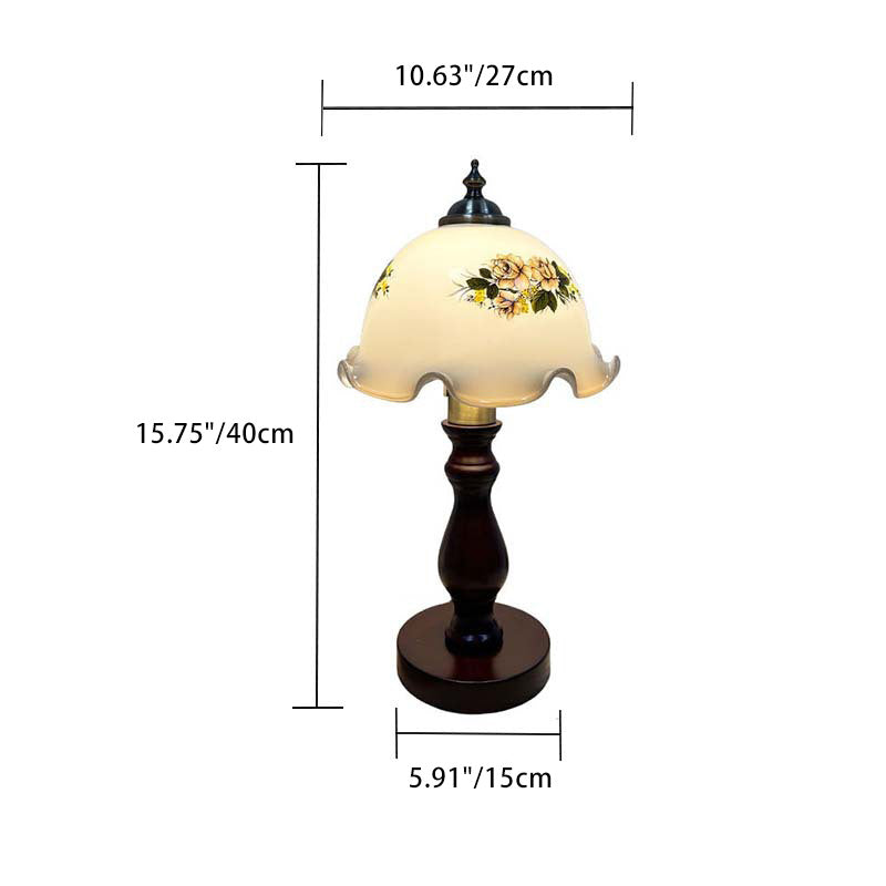 Oriental Dome Wood & Glass Table Lamp