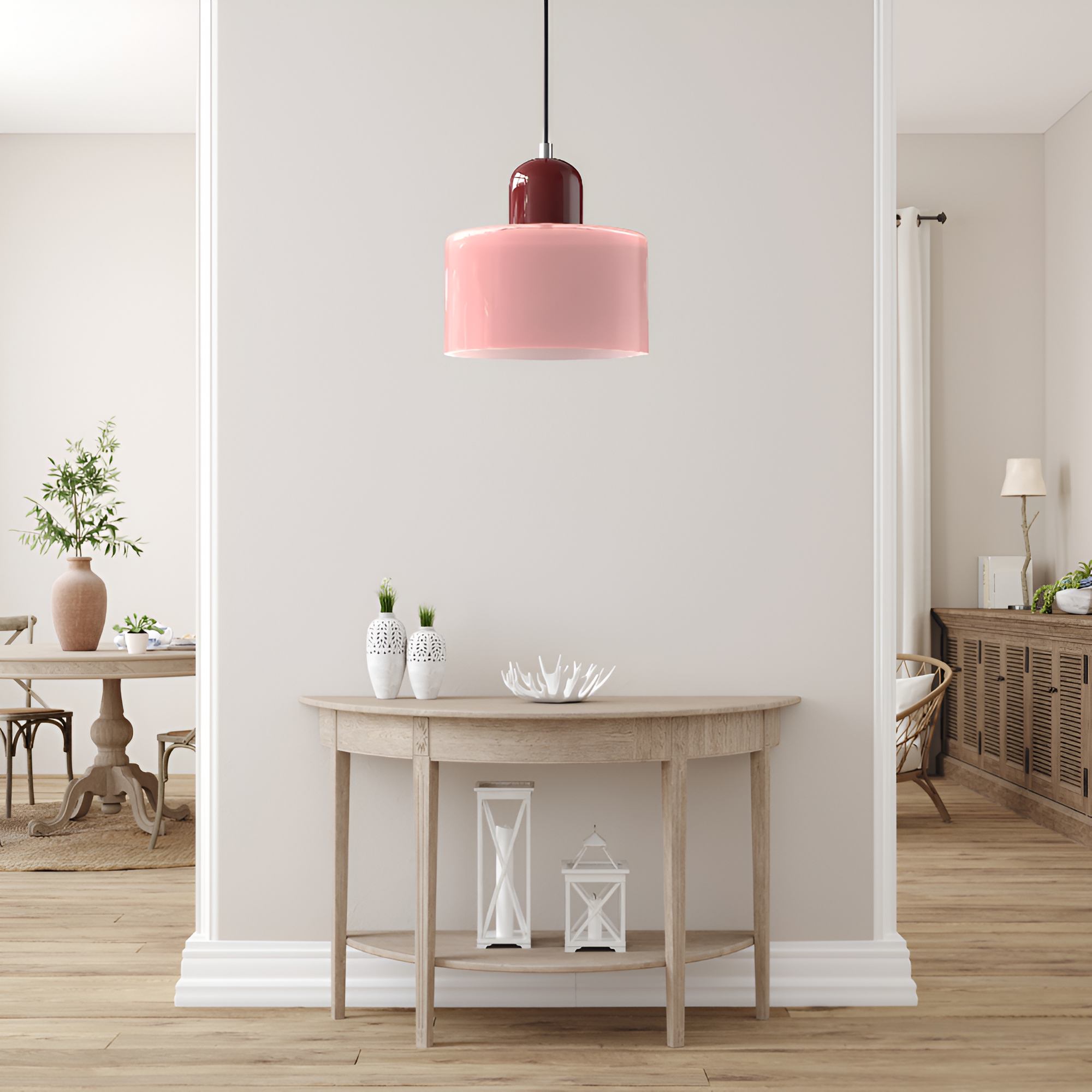 Nordic Iron Body Two-Tone Glass Pendant Light