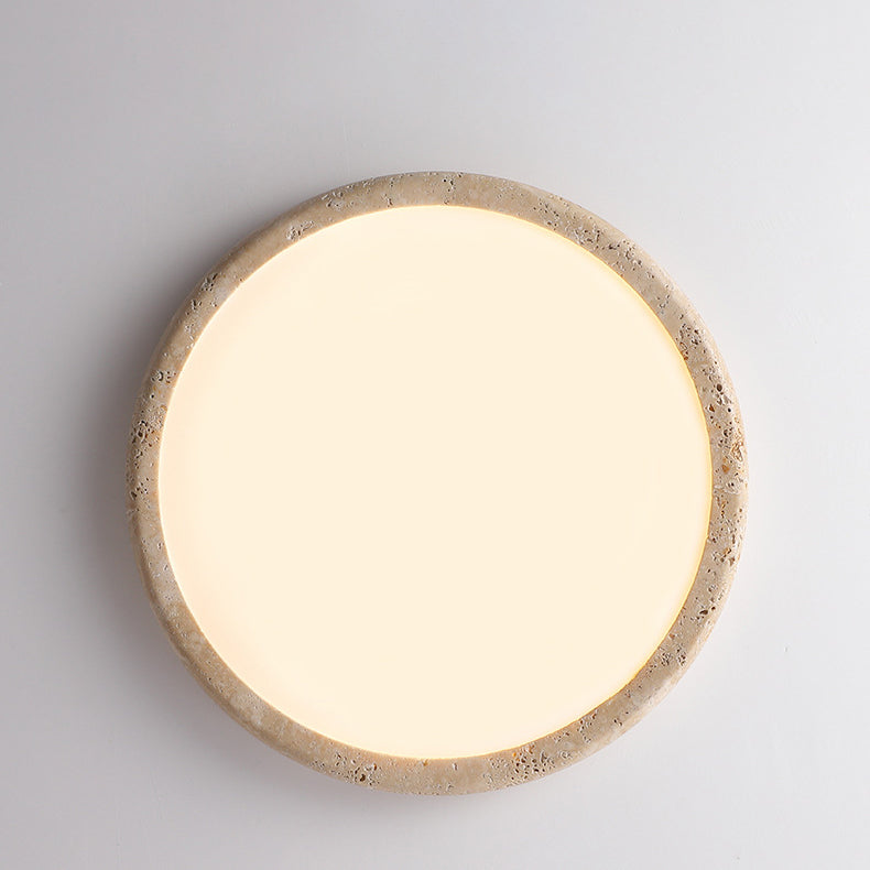 Travertine Japanese Style Round Ceiling Light