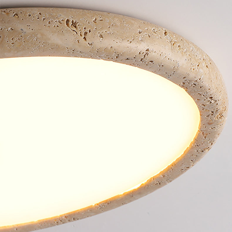 Travertine Japanese Style Round Ceiling Light