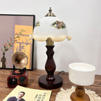 Oriental Dome Wood & Glass Table Lamp