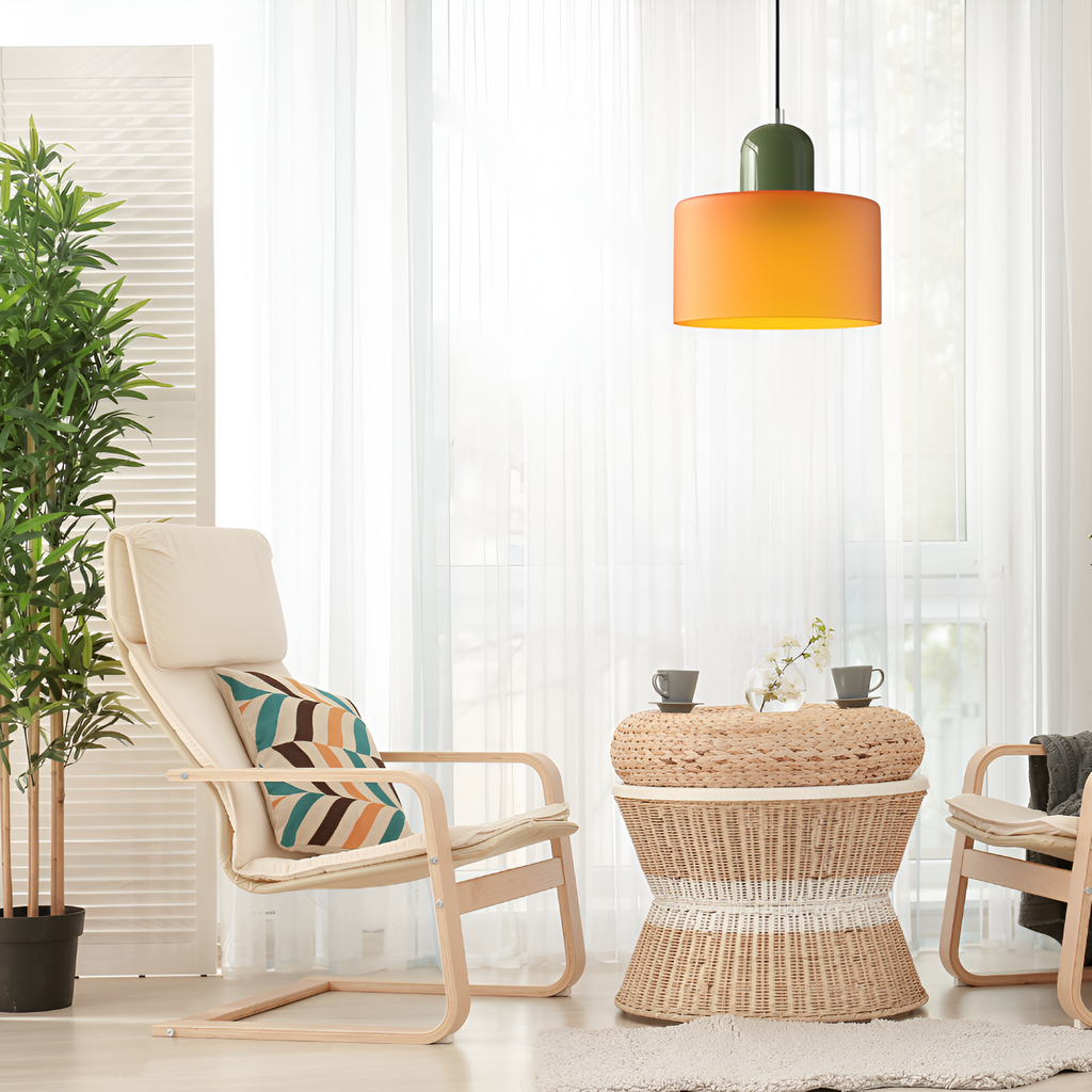 Nordic Iron Body Two-Tone Glass Pendant Light