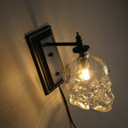 Clear Glass Skull Wall Light