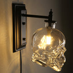 Clear Glass Skull Wall Light