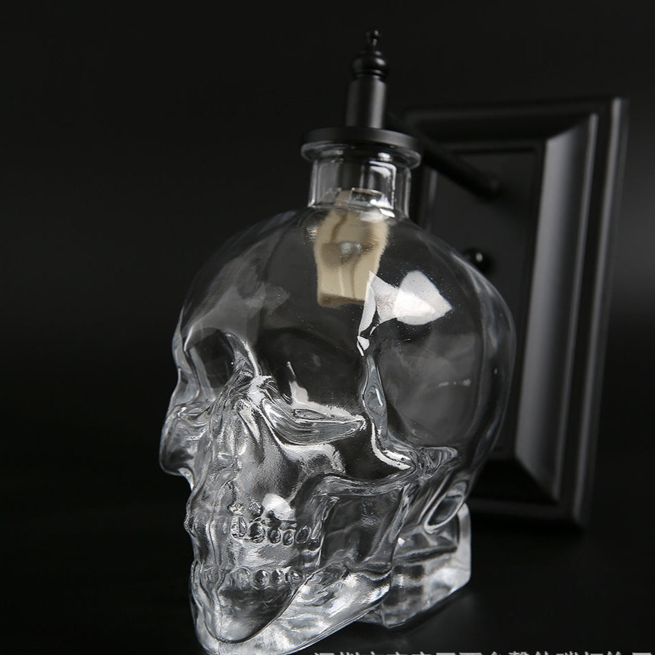 Clear Glass Skull Wall Light