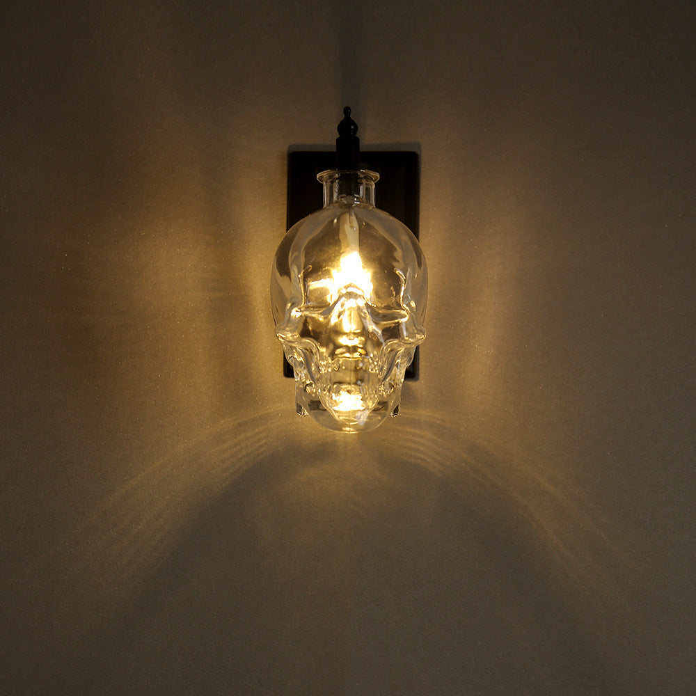 Clear Glass Skull Wall Light