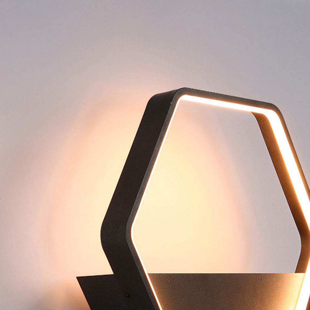 Minimalist Hexagonal Ring With Shelf  IP65 Waterproof Outdoor Light