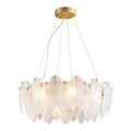 Luxury Gold Glass Feather Chandelier