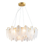 Luxury Gold Glass Feather Chandelier