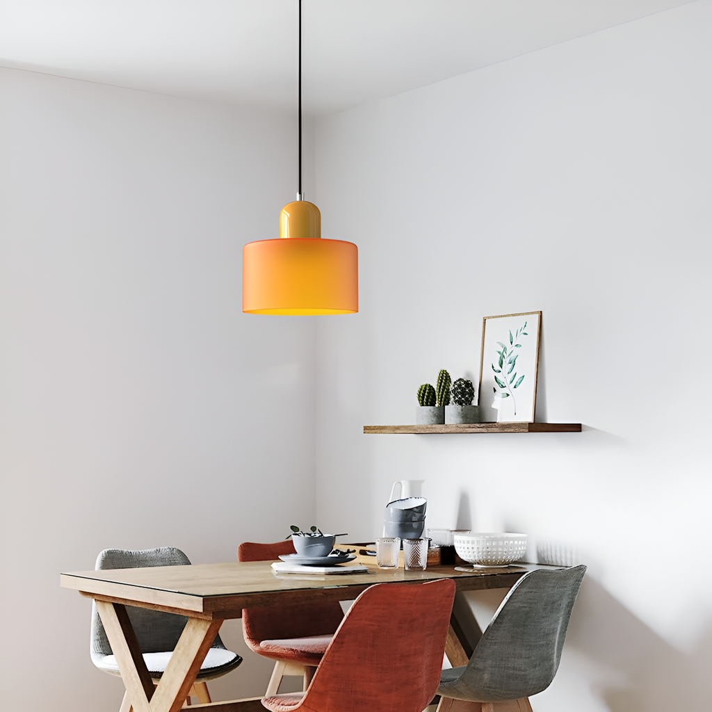 Nordic Iron Body Two-Tone Glass Pendant Light