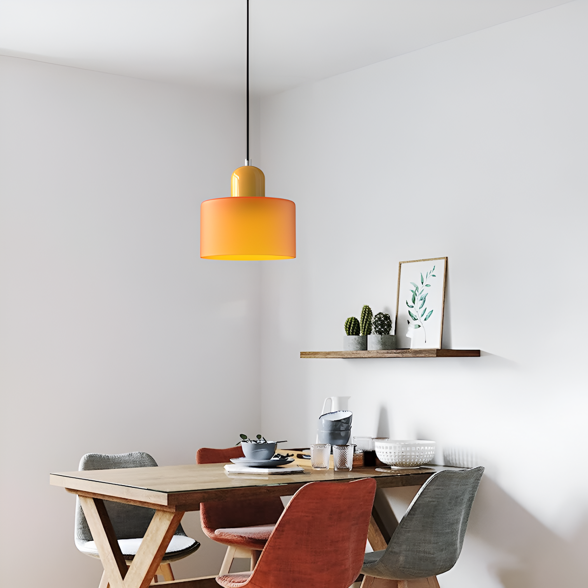 Nordic Iron Body Two-Tone Glass Pendant Light