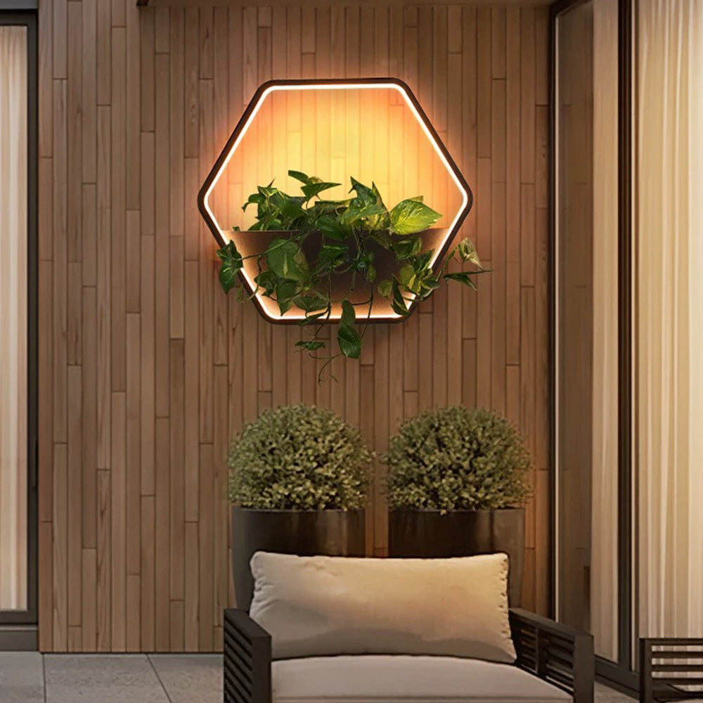 Minimalist Hexagonal Ring With Shelf  IP65 Waterproof Outdoor Light