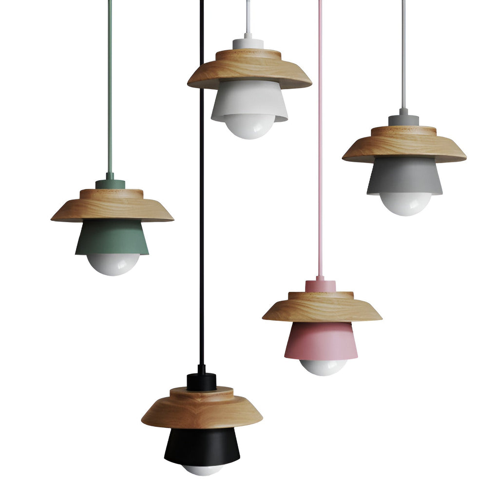 Macaroon Nordic Wood Color Pendant Light