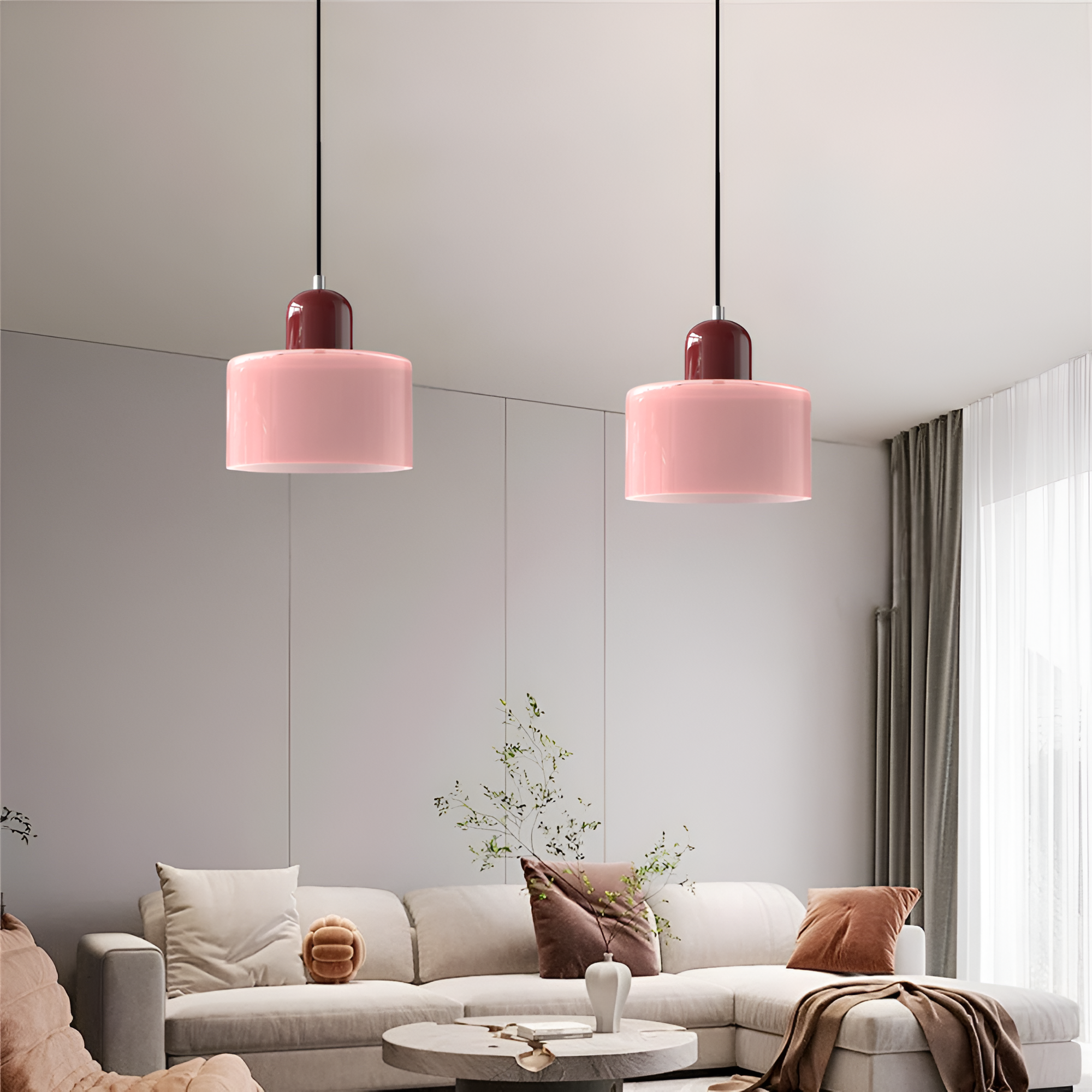 Nordic Iron Body Two-Tone Glass Pendant Light
