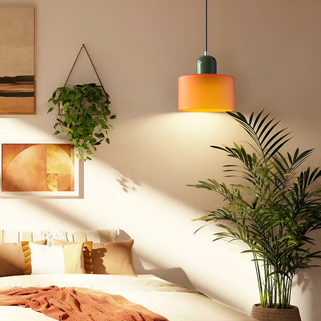 Nordic Iron Body Two-Tone Glass Pendant Light