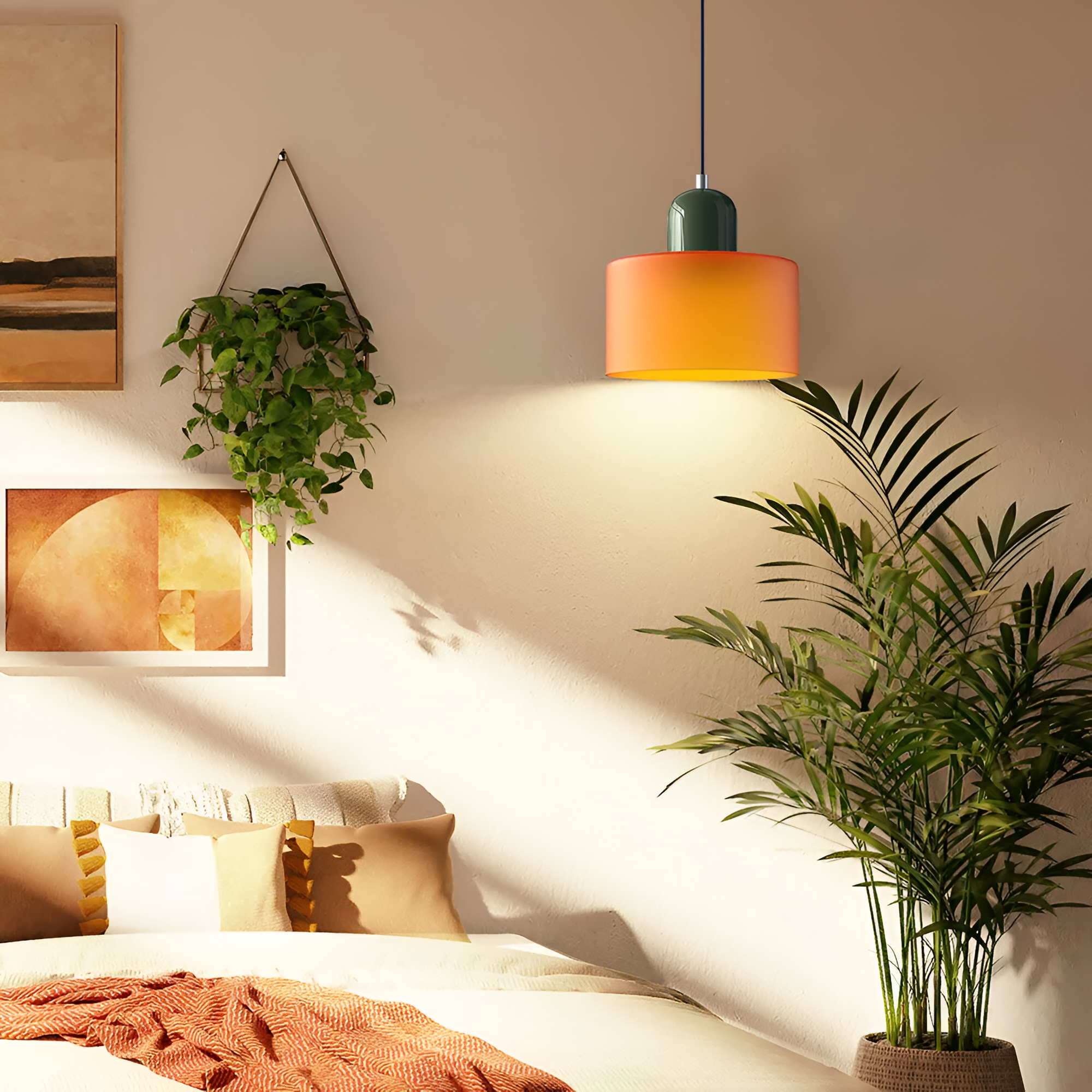 Nordic Iron Body Two-Tone Glass Pendant Light