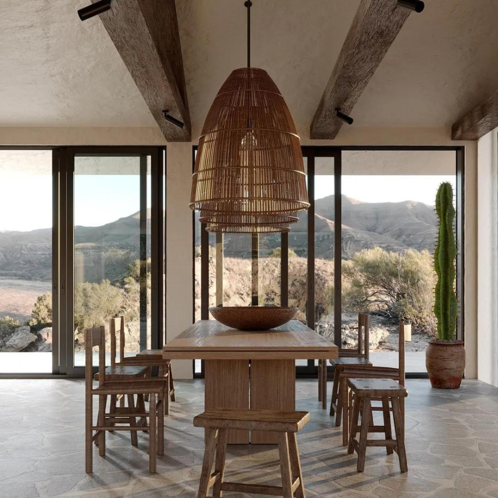 Runa Boho Rattan Pendant Light