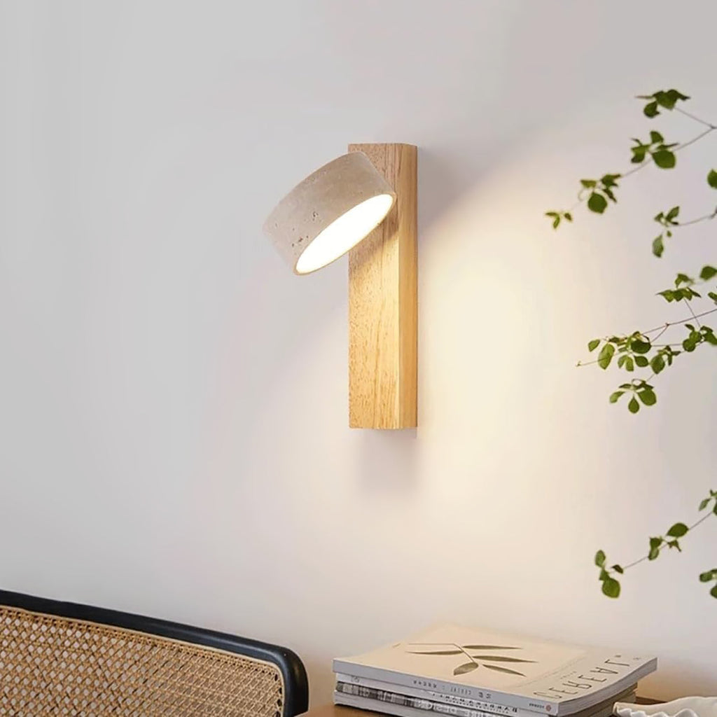 Travertine Wood Bedside Wall Light