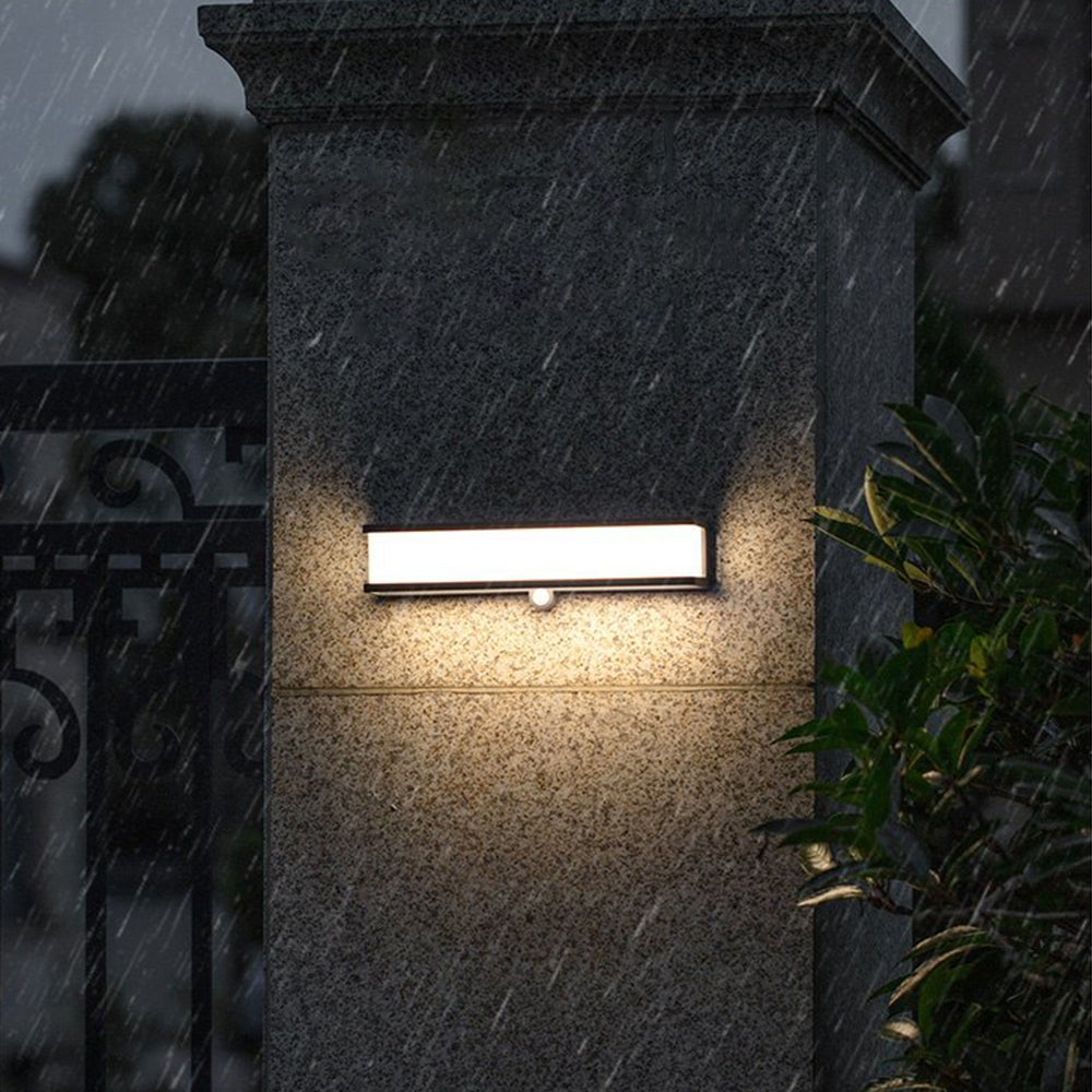 Modern Minimalist Rectangular Acrylic Sensor Solar IP65 Waterproof Outdoor Wall Light