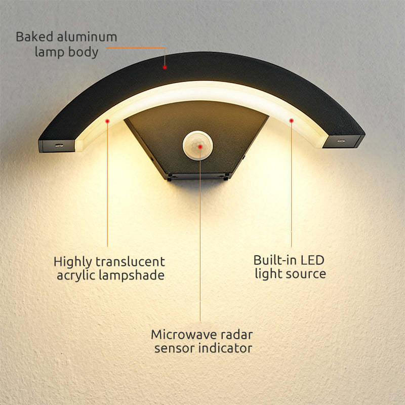 Nordic Arc Metal LED IP65 Waterproof Outdoor Wall Light