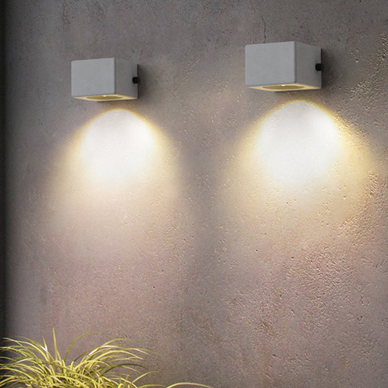 Minimalist Cement Square Outdoor Wall Light