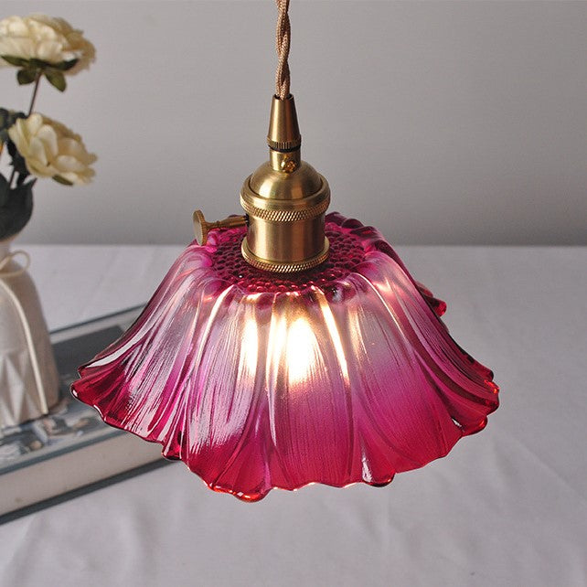 Lotus Glow Vintage Glass Pendant Light